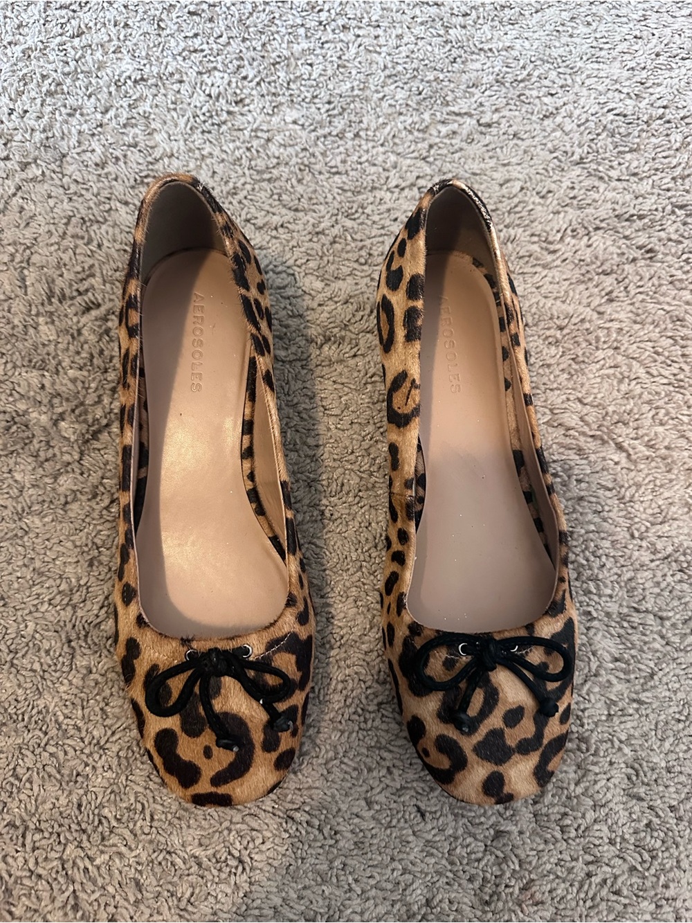 AEROSOLES Leopard-Print Ballet Flats in Tan and Black